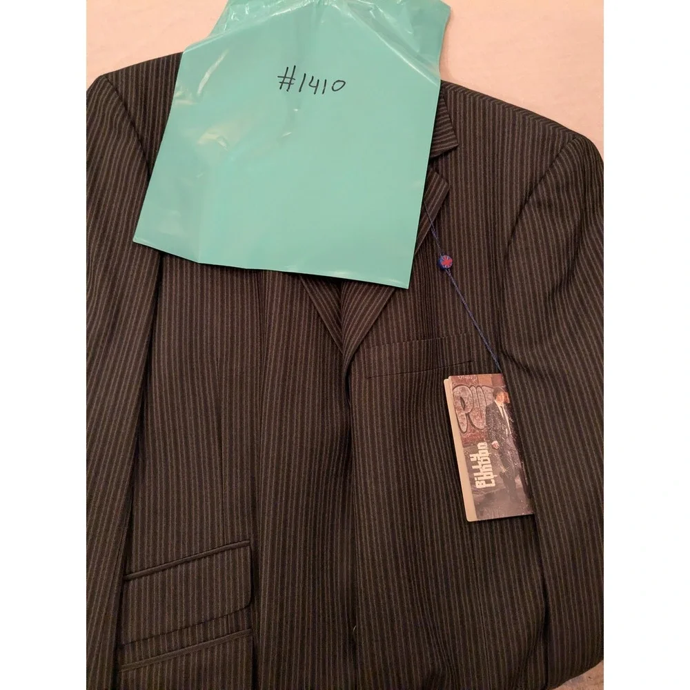 Billy London Jacket Mens 44L Gray Pinstripe Blazer Coat Two Button 10-BL2292 NWT